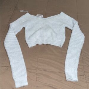 American Eagle Outfitters Women's light blue  Cropped Sweater